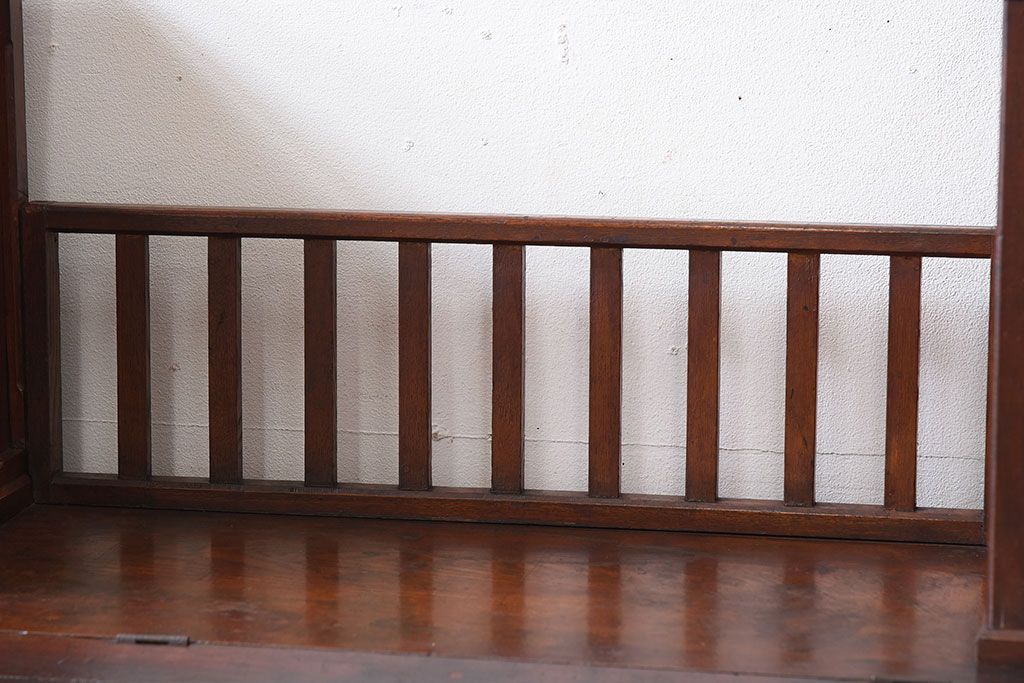 アンティーク家具　大正ロマン　高級品　古い栓材の豪奢な両袖机