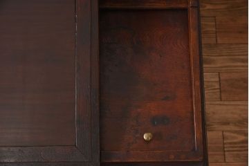 アンティーク家具　大正ロマン　高級品　古い栓材の豪奢な両袖机
