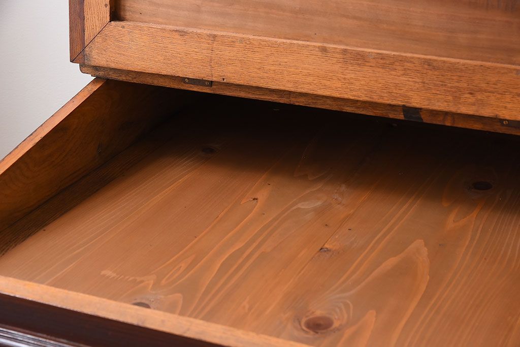 アンティーク家具　大正ロマン　高級品　古い栓材の豪奢な両袖机