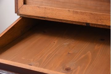 アンティーク家具　大正ロマン　高級品　古い栓材の豪奢な両袖机