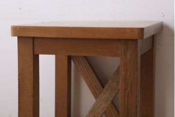 レトロ家具　昭和レトロ!古い木味が魅力的な角スツール(1)