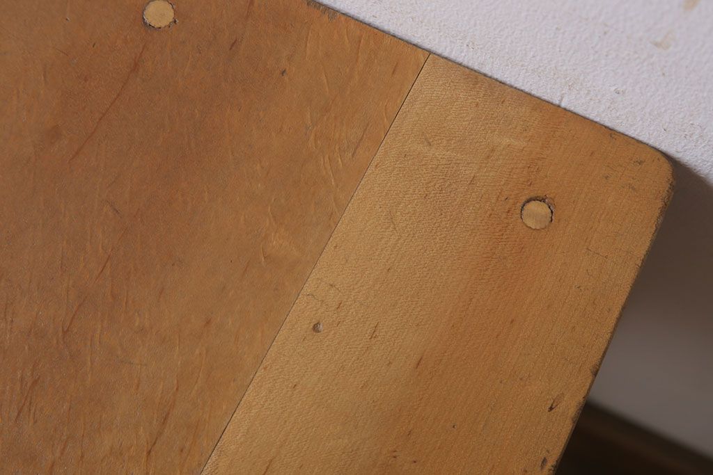 レトロ家具　昭和レトロ!古い木味が魅力的な角スツール(2)