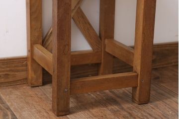 レトロ家具　昭和レトロ!古い木味が魅力的な角スツール(2)