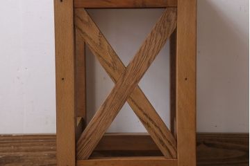 レトロ家具　昭和レトロ!古い木味が魅力的な角スツール(2)