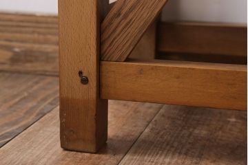 レトロ家具　昭和レトロ!古い木味が魅力的な角スツール(2)