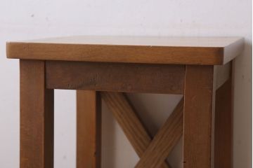 レトロ家具　昭和レトロ!古い木味が魅力的な角スツール(3)