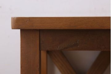 レトロ家具　昭和レトロ!古い木味が魅力的な角スツール(3)