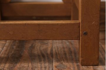 レトロ家具　昭和レトロ!古い木味が魅力的な角スツール(3)