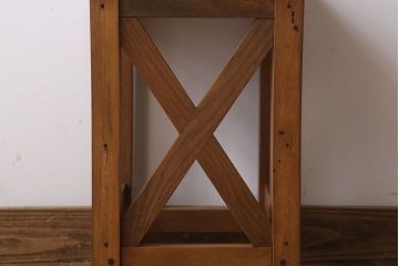 レトロ家具　昭和レトロ!古い木味が魅力的な角スツール(3)