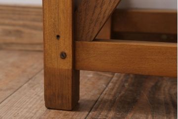 レトロ家具　昭和レトロ!古い木味が魅力的な角スツール(3)