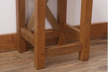 レトロ家具　昭和レトロな古い学校の角スツール(1)