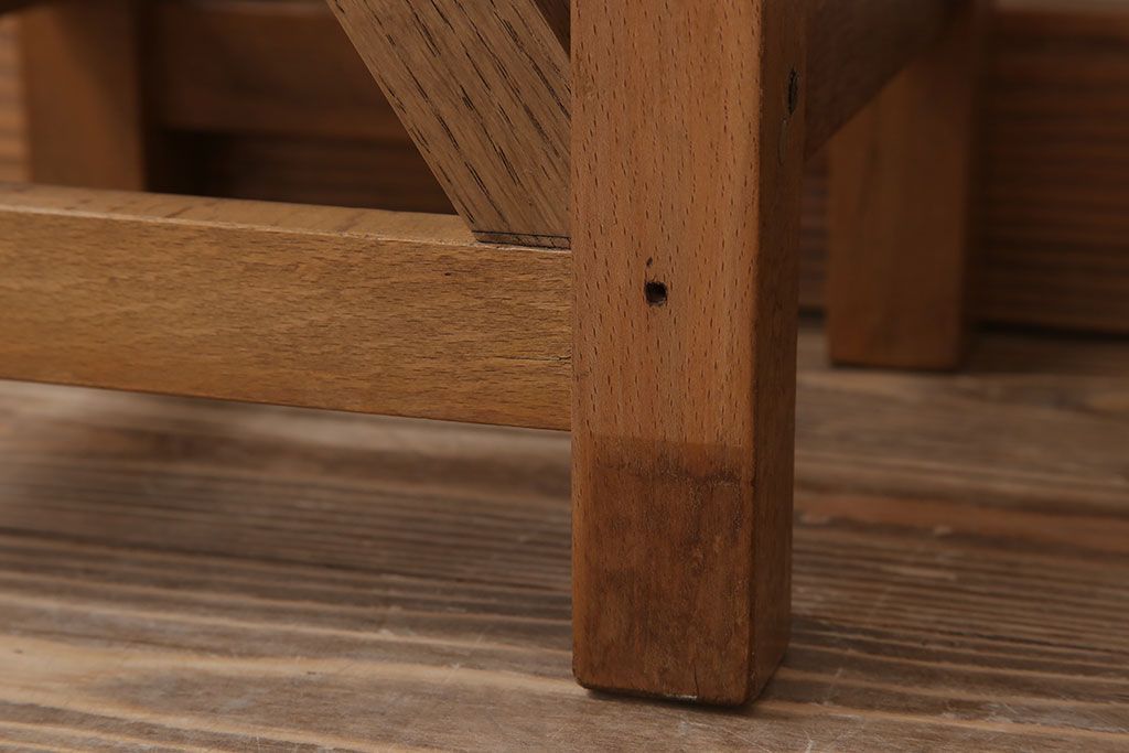 レトロ家具　昭和レトロな古い学校の角スツール(1)