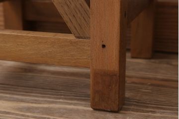 レトロ家具　昭和レトロな古い学校の角スツール(1)