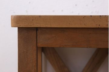 レトロ家具　昭和レトロな古い学校の角スツール(2)