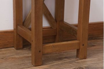 レトロ家具　昭和レトロな古い学校の角スツール(2)