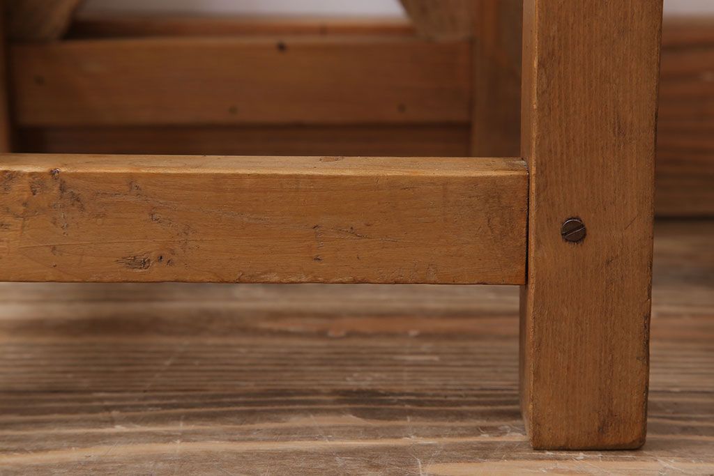 レトロ家具　昭和レトロな古い学校の角スツール(2)