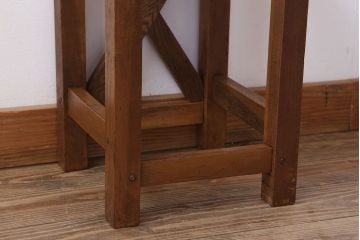 レトロ家具　昭和レトロな古い学校の角スツール(3)