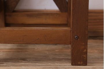 レトロ家具　昭和レトロな古い学校の角スツール(3)