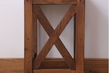 レトロ家具　昭和レトロな古い学校の角スツール(3)