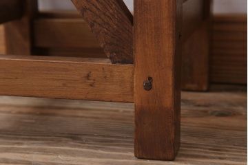 レトロ家具　昭和レトロな古い学校の角スツール(3)