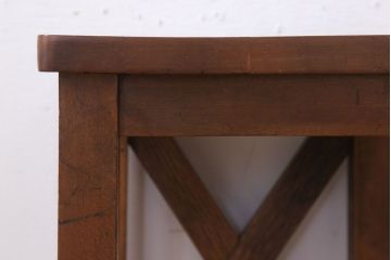 レトロ家具　昭和レトロな古い学校のアンティーク角スツール(1)