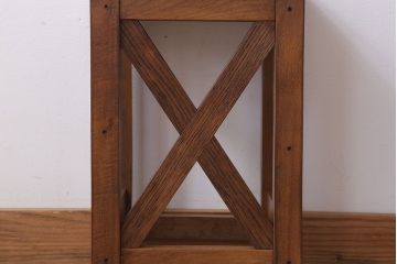 レトロ家具　昭和レトロな古い学校のアンティーク角スツール(1)