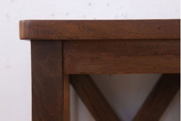 レトロ家具　昭和レトロな古い学校のアンティーク角スツール(2)