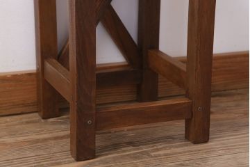 レトロ家具　昭和レトロな古い学校のアンティーク角スツール(2)