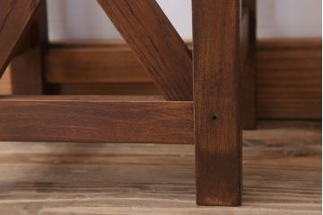 レトロ家具　昭和レトロな古い学校のアンティーク角スツール(2)