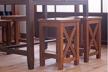 レトロ家具　昭和レトロな古い学校のアンティーク角スツール(3)