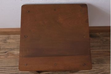 レトロ家具　昭和レトロな古い学校のアンティーク角スツール(3)