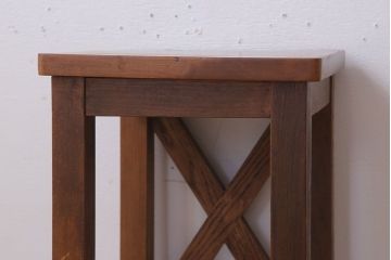 レトロ家具　昭和レトロな古い学校のアンティーク角スツール(3)