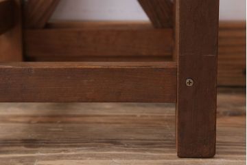 レトロ家具　昭和レトロな古い学校のアンティーク角スツール(3)