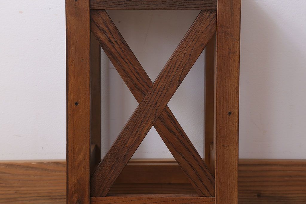 レトロ家具　昭和レトロな古い学校のアンティーク角スツール(3)