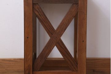 レトロ家具　昭和レトロな古い学校のアンティーク角スツール(3)