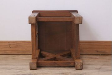レトロ家具　昭和レトロな古い学校のアンティーク角スツール(3)