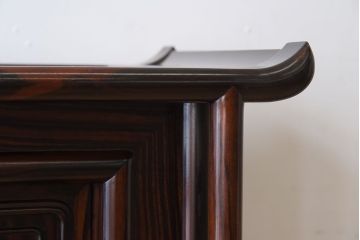 アンティーク家具　唐木・縞黒檀材!上品なアンティーク飾り棚(茶棚)