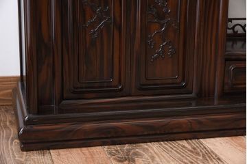 アンティーク家具　唐木・縞黒檀材!上品なアンティーク飾り棚(茶棚)
