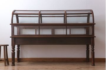 アンティーク家具　栗材・檜材製　大型!古い店舗のおしゃれなショーケース(ガラスケース)