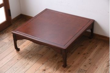 アンティーク家具　鎌倉彫　時代物　漆塗り　彫刻が美しい和製アンティークの大ぶりな座卓(1)