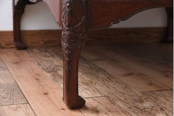 アンティーク家具　鎌倉彫　時代物　漆塗り　彫刻が美しい和製アンティークの大ぶりな座卓(1)