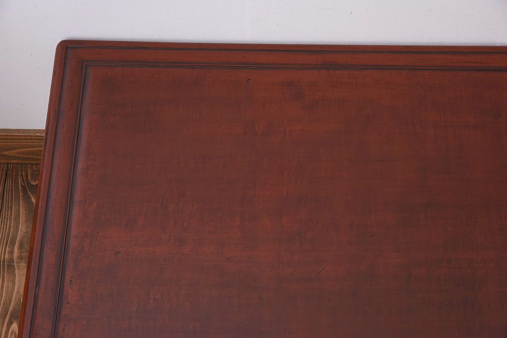 アンティーク家具　鎌倉彫　時代物　漆塗り　彫刻が美しい和製アンティークの大ぶりな座卓(1)