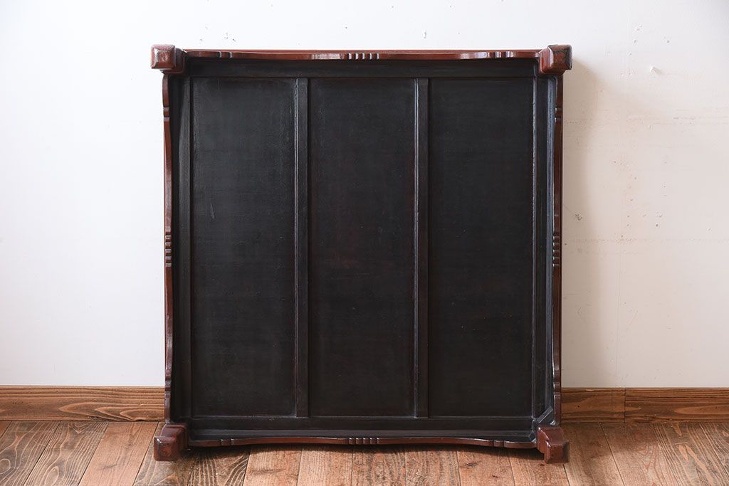 アンティーク家具　鎌倉彫　時代物　漆塗り　彫刻が美しい和製アンティークの大ぶりな座卓(1)