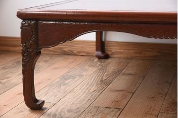 アンティーク家具　鎌倉彫　時代物　漆塗り　彫刻が美しい和製アンティークの大ぶりな座卓(2)