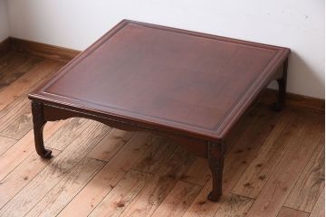 アンティーク家具　鎌倉彫　時代物　漆塗り　彫刻が美しい和製アンティークの大ぶりな座卓(2)