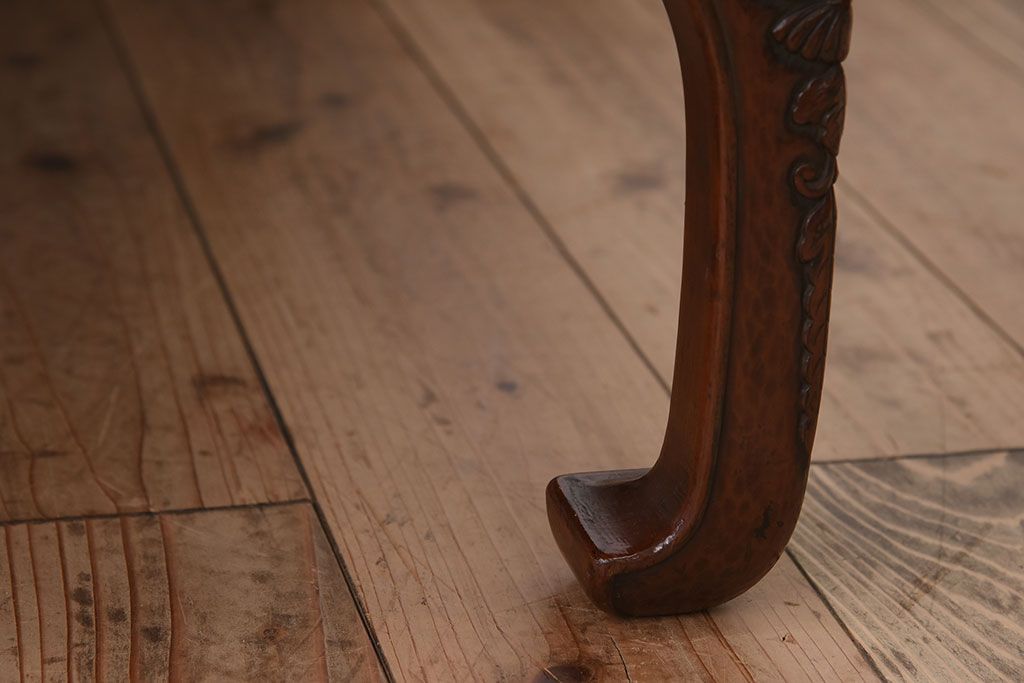 アンティーク家具　鎌倉彫　時代物　漆塗り　彫刻が美しい和製アンティークの大ぶりな座卓(2)