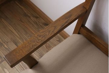 レトロ家具　古いナラ材のナチュラルレトロなアンティークソファベンチ