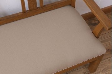 レトロ家具　古いナラ材のナチュラルレトロなアンティークソファベンチ