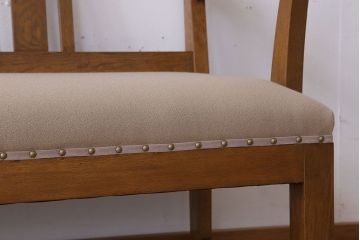 レトロ家具　古いナラ材のナチュラルレトロなアンティークソファベンチ