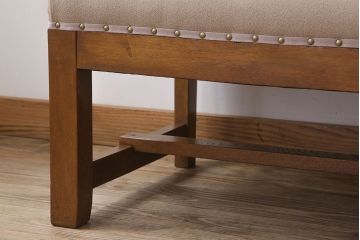 レトロ家具　古いナラ材のナチュラルレトロなアンティークソファベンチ